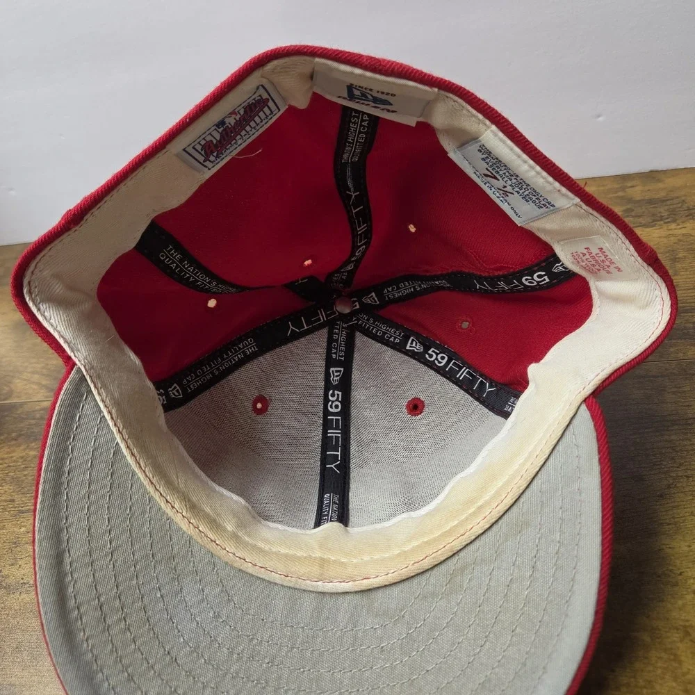 Vintage Cincinnati Reds New Era 59FIFTY Fitted Hat 100% Wool Size 7 1/2 Red USA